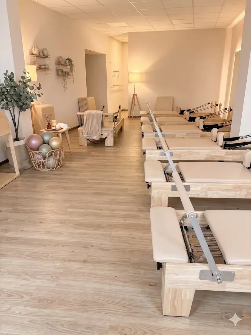 Reformer-Geräte im hellen Studio